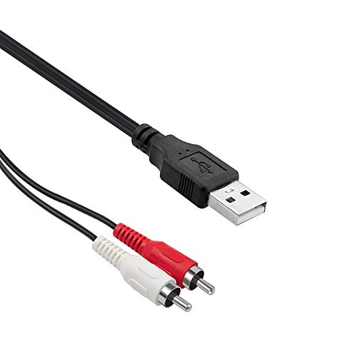 Duttek RCA to USB Cable, USB to RCA Cable,USB 2.0 Male to 2 RCA Male Video AV A/V Converter Camcorder Audio Capture Card Splitter Adapter Cable for TV/Mac/PC (5 Ft/1.5m)