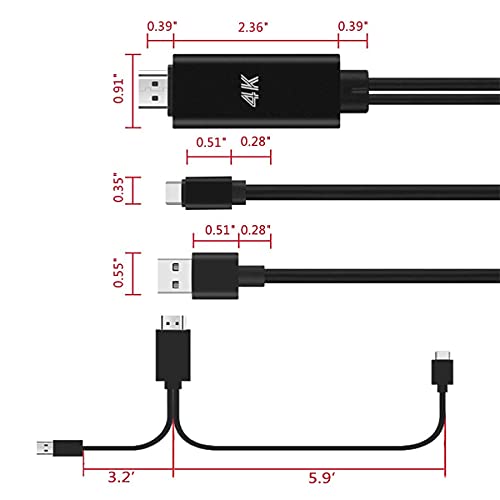 HDMI Adapter USB Type C Cable MHL 4K Video Converter Cord Compatible Samsung Galaxy S20 S10 S9 S8 Note 20 10 LG Q8 ThinQ V35 Android Phone iMac MacBook for Mirroring & Charging to Monitor Projector TV