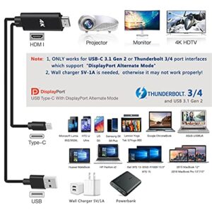 HDMI Adapter USB Type C Cable MHL 4K Video Converter Cord Compatible Samsung Galaxy S20 S10 S9 S8 Note 20 10 LG Q8 ThinQ V35 Android Phone iMac MacBook for Mirroring & Charging to Monitor Projector TV