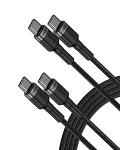 baseus usb c cable, [2-pack 6.6ft+6.6ft] 100w pd 5a qc 4.0 fast charging usb c to usb c cable, nylon braided type c cable for samsung s21 s20 note 20 ipad pro macbook pro google pixel etc(black)