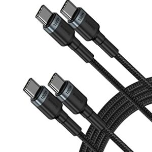 Baseus USB C Cable, [2-Pack 6.6ft+6.6ft] 100W PD 5A QC 4.0 Fast Charging USB C to USB C Cable, Nylon Braided Type C Cable for Samsung S21 S20 Note 20 iPad Pro MacBook Pro Google Pixel etc(Black)