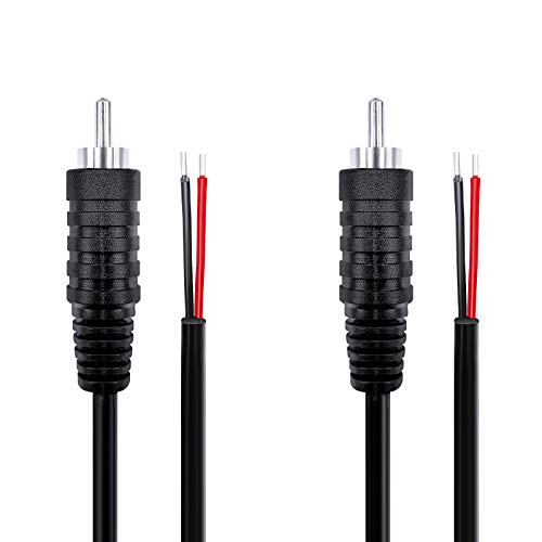 Pixelman (18AWG 6.5ft Heavy Gauge Speaker Wire RCA Adapter Plug to Bare Wire,RCA Speaker Audio Cable for TV Amplifier Receiver,Speakers Stereo Wire Cord to RCA Adapter Male-2 Pcs