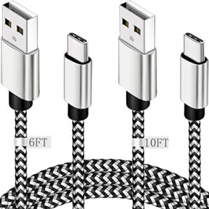 fogkay usb c cable, [2-pack, 10ft+6ft] 3.1a type c charger cable fast charging cord, nylon braided extra long type c cable compatible for samsung galaxy s10 s9 s8, note 10 9 8, a60 a50, lg v50 v40 g7