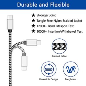fogkay USB C Cable, [2-Pack, 10ft+6ft] 3.1A Type C Charger Cable Fast Charging Cord, Nylon Braided Extra Long Type C Cable Compatible for Samsung Galaxy S10 S9 S8, Note 10 9 8, A60 A50, LG V50 V40 G7
