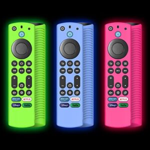 3pack ns-rcfna-21 remote silicone cover for toshiba insignia ct-rc1us-21 ct95018 firetv remote,alexa voice remote case for tv omni series and 4-series 4k uhd smart tv remote-glow in dark|with lanyard