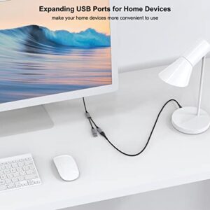 Jasput USB Splitter Cable,1 Male to 2 Female USB Extension Cable Connectors, Multiport USB Extender Hub,Charger & Data Transfer USB Y Splitter for Laptop,Car,Mac,TV,PC,Xbox One Series X/S,HDD,Phone