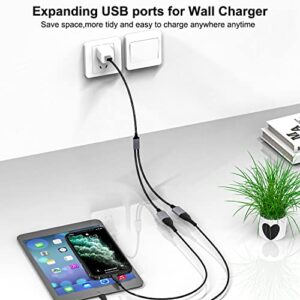 Jasput USB Splitter Cable,1 Male to 2 Female USB Extension Cable Connectors, Multiport USB Extender Hub,Charger & Data Transfer USB Y Splitter for Laptop,Car,Mac,TV,PC,Xbox One Series X/S,HDD,Phone