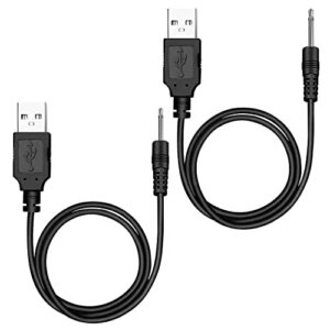 replacement dc charging cable | usb charger cord – 2.5mm (black 2 pack) – fast charging