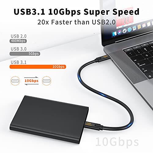 CableCreation USB C to USB C Cable 1FT, 5A/100W Fast Charging Cable 10Gbps Data Cable Gen2 USB3.1 C to C Cable Support 4K Video for USB C External SSD MacBook Pro S23 S23+, 0.3m Black
