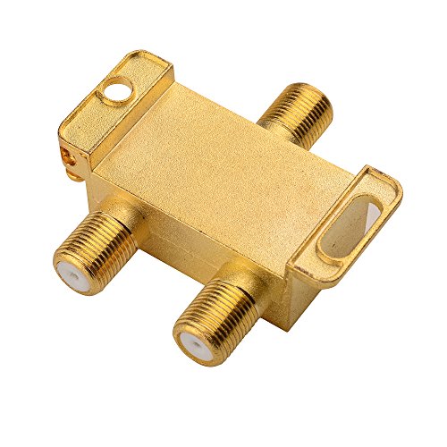 Cable Matters 2-Pack Bi-Directional 2.4 Ghz 2 Way Coaxial Cable Splitter for STB TV, Antenna and MoCA Network - All Port Power Passing - Gold Plated and Corrosion Resistant