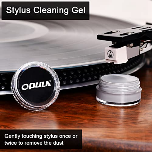 Vinyl Record Cleaner, OPULA Record Cleaning Kit 6Pcs, Velvet Record Brush, Air Blower Cleaner, Turntable Stylus Gel, Cleaning Solution, Stylus Brush, Brush for Velvet