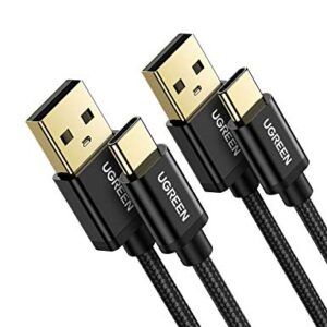 UGREEN USB C Cable 2 Pack USB C Fast Charging Cable 3A USB C Charger Cord Braid USB A to USB C Cable Compatible with Galaxy A03s A10e A20 A50 A51 S20 S10 S9 S8, Moto G8 G7 G Pure etc. 6.6FT Black