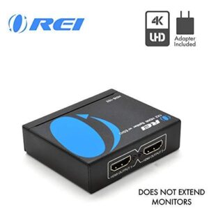 OREI 4K HDMI Splitter 1 in 2 Out with 2-Pack 6 ft HDMI Cable Ultra HD 4k@ 30 Hz 1x2 Ver. 1.4 HDCP - Supports 3D Full HD 1080P