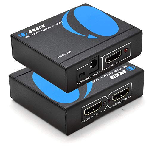 OREI 4K HDMI Splitter 1 in 2 Out with 2-Pack 6 ft HDMI Cable Ultra HD 4k@ 30 Hz 1x2 Ver. 1.4 HDCP - Supports 3D Full HD 1080P