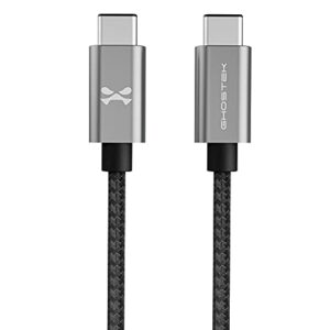 ghostek nrgline usb type c cable 6ft with ultra fast charging and super tough nylon braided cord, usb-c to usb-c charger for galaxy s20 ultra, s20+ plus, note20, s10, s10e, lg v60, velvet – (gray)