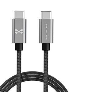 Ghostek NRGline USB Type C Cable 6FT with Ultra Fast Charging and Super Tough Nylon Braided Cord, USB-C to USB-C Charger for Galaxy S20 Ultra, S20+ Plus, Note20, S10, S10e, LG V60, Velvet - (Gray)