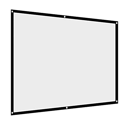 60-100 Inch Portable Foldable Non-Crease White Projector Curtain Projection Screen 4:3(100 inches)