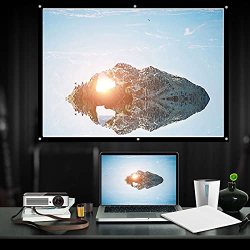 60-100 Inch Portable Foldable Non-Crease White Projector Curtain Projection Screen 4:3(100 inches)