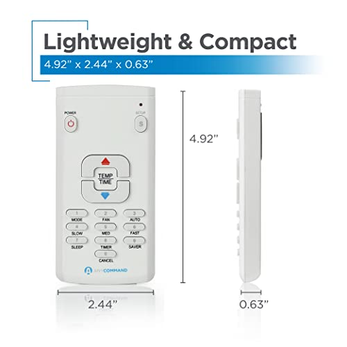 Any Command AC Remote for Over 60 Brands, Universal Air Conditioner Remote Control, Lightweight AC Remote Control Universal with Multiple Modes & Magnetic Back, White