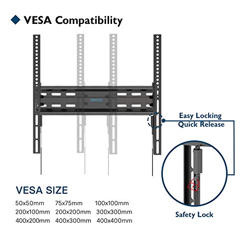 BONTEC Low Profile Tilt TV Wall Mount for 23-60 inch LCD LED OLED TVs, Ultra Slim TV Wall Bracket Loading Capacity 99LBS, Max.VESA 400x400mm