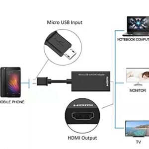 MHL Micro USB to HDMI Cable Adapter, MHL 5pin Phone to HDMI 1080P 4K Video Graphic for Samsung Galaxy/LG/Huawei ect. Android Smart Phones That with MHL Function