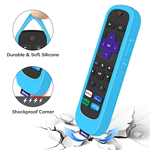 2 Pack Case for Roku Voice Remote Pro,Cover Roku Ultra 2020/2019/2018 Remote Control Silicone Protective Controller Back Sleeve Holder Universal Replacement Skin New Protector(Glow Blue,Glow Green)