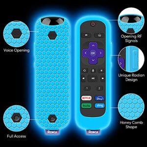 2 Pack Case for Roku Voice Remote Pro,Cover Roku Ultra 2020/2019/2018 Remote Control Silicone Protective Controller Back Sleeve Holder Universal Replacement Skin New Protector(Glow Blue,Glow Green)