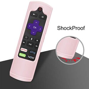 CaseBot Remote Case for Roku Voice, Roku Express HD / 4K+, Ultra LT Enhanced Voice, Express 3930, Premiere+ 3921, Streaming Stick+ Remote, Honey Comb Anti Slip Shockproof Silicone Cover, Pink Sand