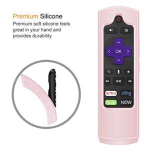 CaseBot Remote Case for Roku Voice, Roku Express HD / 4K+, Ultra LT Enhanced Voice, Express 3930, Premiere+ 3921, Streaming Stick+ Remote, Honey Comb Anti Slip Shockproof Silicone Cover, Pink Sand