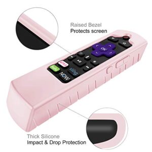 CaseBot Remote Case for Roku Voice, Roku Express HD / 4K+, Ultra LT Enhanced Voice, Express 3930, Premiere+ 3921, Streaming Stick+ Remote, Honey Comb Anti Slip Shockproof Silicone Cover, Pink Sand