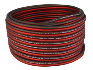 bullz audio bpes16.25 25′ true 16 gauge awg car home audio speaker wire cable spool (clear red/)