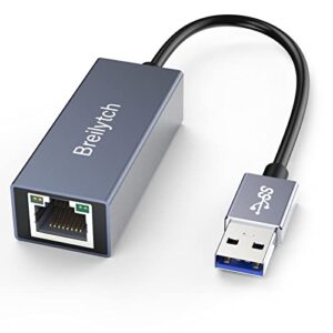 usb to ethernet adapter,breilytch usb 3.0 to 10/100/1000 gigabit ethernet lan network adapter driver free compatible for macbook, surface pro, notebook pc with windows7/8/10, xp, mac/linux,vista