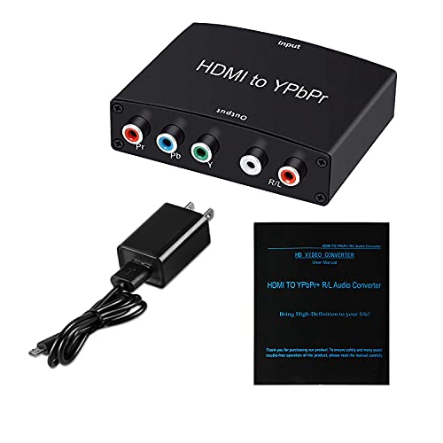 HDMI to Component Converter, avedio links HDMI to 1080P YPbPr 5RCA RGB + R/L Video Audio Adapter, Support Apple TV, PS5, Roku, Xbox, Fire Stick, DVD Players to HDTV and Projector (Black)