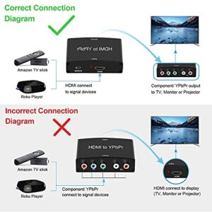 HDMI to Component Converter, avedio links HDMI to 1080P YPbPr 5RCA RGB + R/L Video Audio Adapter, Support Apple TV, PS5, Roku, Xbox, Fire Stick, DVD Players to HDTV and Projector (Black)