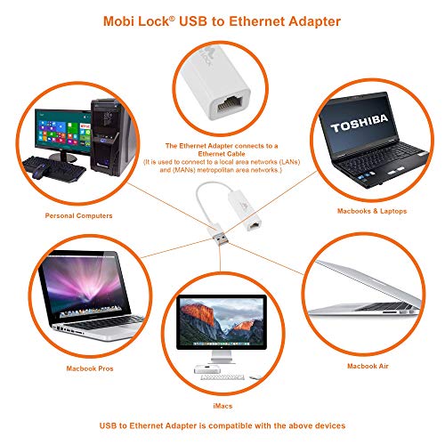 USB Ethernet (LAN) Network Adapter Compatible with Laptop, Computers and All USB 2.0 Compatible Devices Including Windows 11/10/8.1/8 / 7 / Vista/XP by Mobi Lock