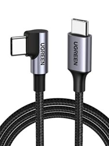 ugreen 60w usb c to usb c cable right angle usb c fast charging cable compatible with macbook pro/air, ipad pro/mini/air, samsung galaxy s23/s22/z fold/z flip, google pixel, switch, etc. 6.6ft