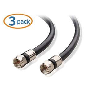 Cable Matters 3-Pack CL2 in-Wall Rated (CM) Quad Shielded Coaxial Cable 3 ft (RG6 Cable, Coax Cable) in Black