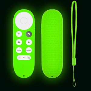 glow remote cover replacement for chromecast with google tv, silicone skin with lanyard (lime green)
