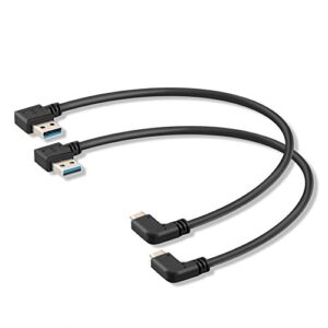 usb c 90 degree right angle cable extension usb 3.0 type c cable left & right angle male by oxsubor(20cm,8in)(2 pack)