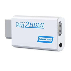 rybozen wii to hdmi converter, wii hdmi adapter 1080p, output video audio hdmi converter with 3.5mm audio jack&hdmi output supports all wii display modes 720p ntsc compatible with wii, wii u, hdtv