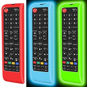 3pcs silicone protective case cover for samsung lcd led hdtv 3d smart tv remote,samsung bn59-01199f bn59-01301a remote holder skin,shockproof samsung remote battery back covers-glowblue glowgreen red