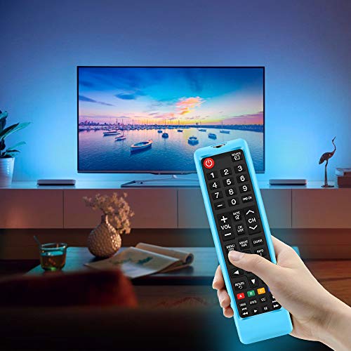 3Pcs Silicone Protective Case Cover for Samsung LCD LED HDTV 3D Smart TV Remote,Samsung BN59-01199F BN59-01301A Remote Holder Skin,Shockproof Samsung Remote Battery Back Covers-Glowblue Glowgreen Red