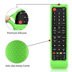 3Pcs Silicone Protective Case Cover for Samsung LCD LED HDTV 3D Smart TV Remote,Samsung BN59-01199F BN59-01301A Remote Holder Skin,Shockproof Samsung Remote Battery Back Covers-Glowblue Glowgreen Red