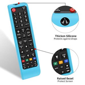 3Pcs Silicone Protective Case Cover for Samsung LCD LED HDTV 3D Smart TV Remote,Samsung BN59-01199F BN59-01301A Remote Holder Skin,Shockproof Samsung Remote Battery Back Covers-Glowblue Glowgreen Red