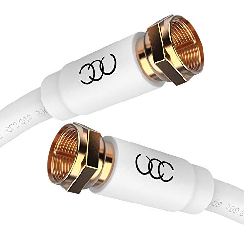 Coaxial Cable (3 ft) Triple Shielded - RG6 Coax TV Cable Cord Wire in-Wall Rated - Digital Audio Video with Male F Gold Plated Connectors -3 feet