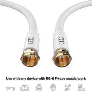 Coaxial Cable (3 ft) Triple Shielded - RG6 Coax TV Cable Cord Wire in-Wall Rated - Digital Audio Video with Male F Gold Plated Connectors -3 feet