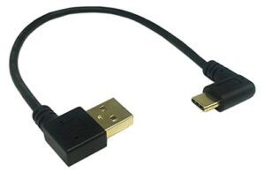 cerrxian 9 inch gold plated usb left & right angle 3.0 type c male to left angle usb type a 2.0 male fast charge and data sync cable l