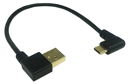 CERRXIAN 9 inch Gold Plated USB Left & Right Angle 3.0 Type C Male to Left Angle USB Type A 2.0 Male Fast Charge and Data Sync Cable L