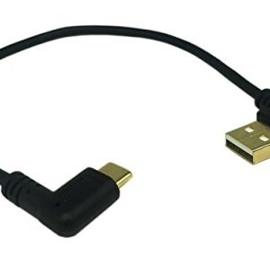 CERRXIAN 9 inch Gold Plated USB Left & Right Angle 3.0 Type C Male to Left Angle USB Type A 2.0 Male Fast Charge and Data Sync Cable L