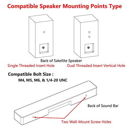 Speaker Wall Mount Brackets for Vizio, Sony, Panasonic, Samsung, & More Surround Sound Speaker, Rear Satellite Speakers, Bookshelf Speakers Mounts Bracket, Mounted on Wall (One Pair)